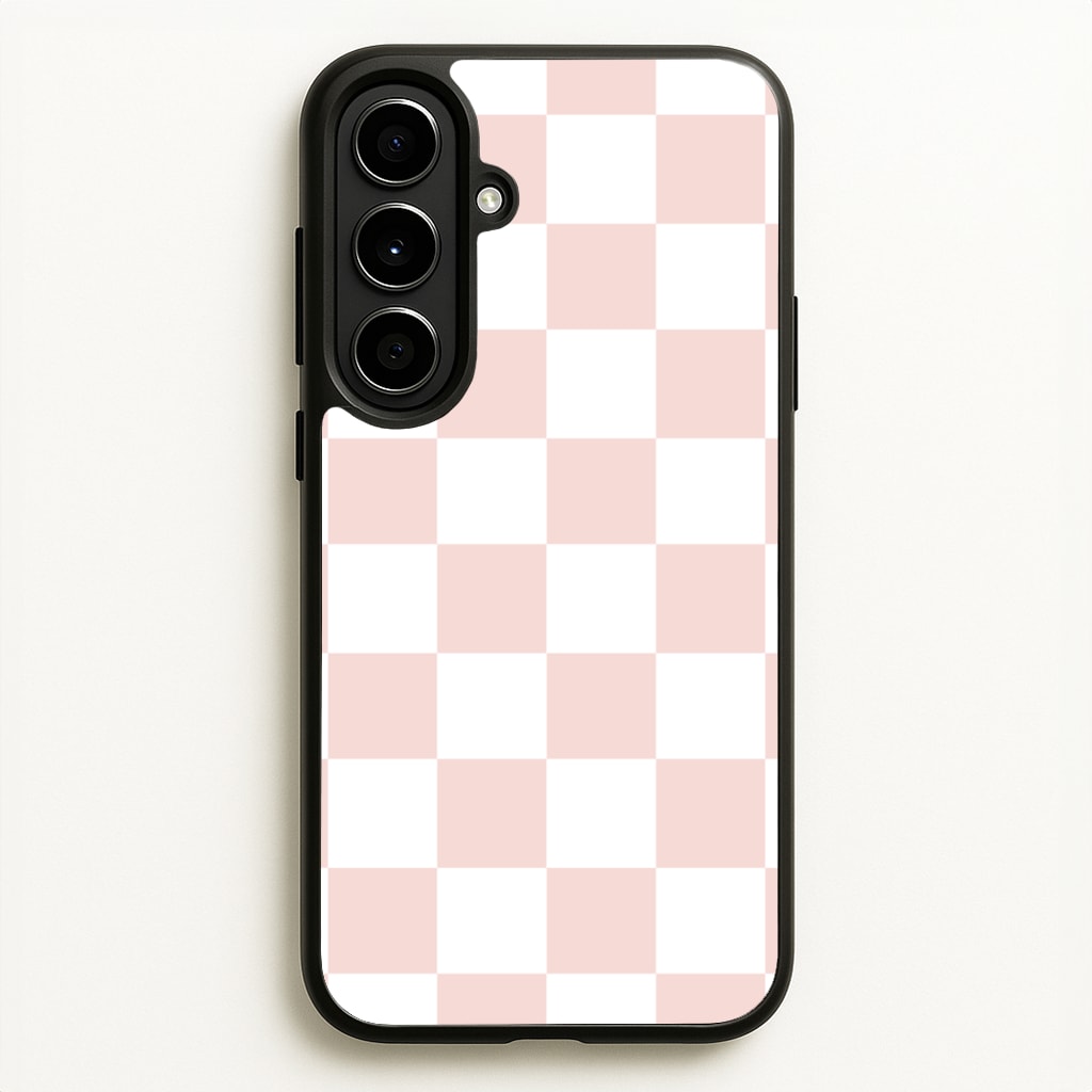 Pink And White Checkers - Abstract Pattern Phone Case for Galaxy A56