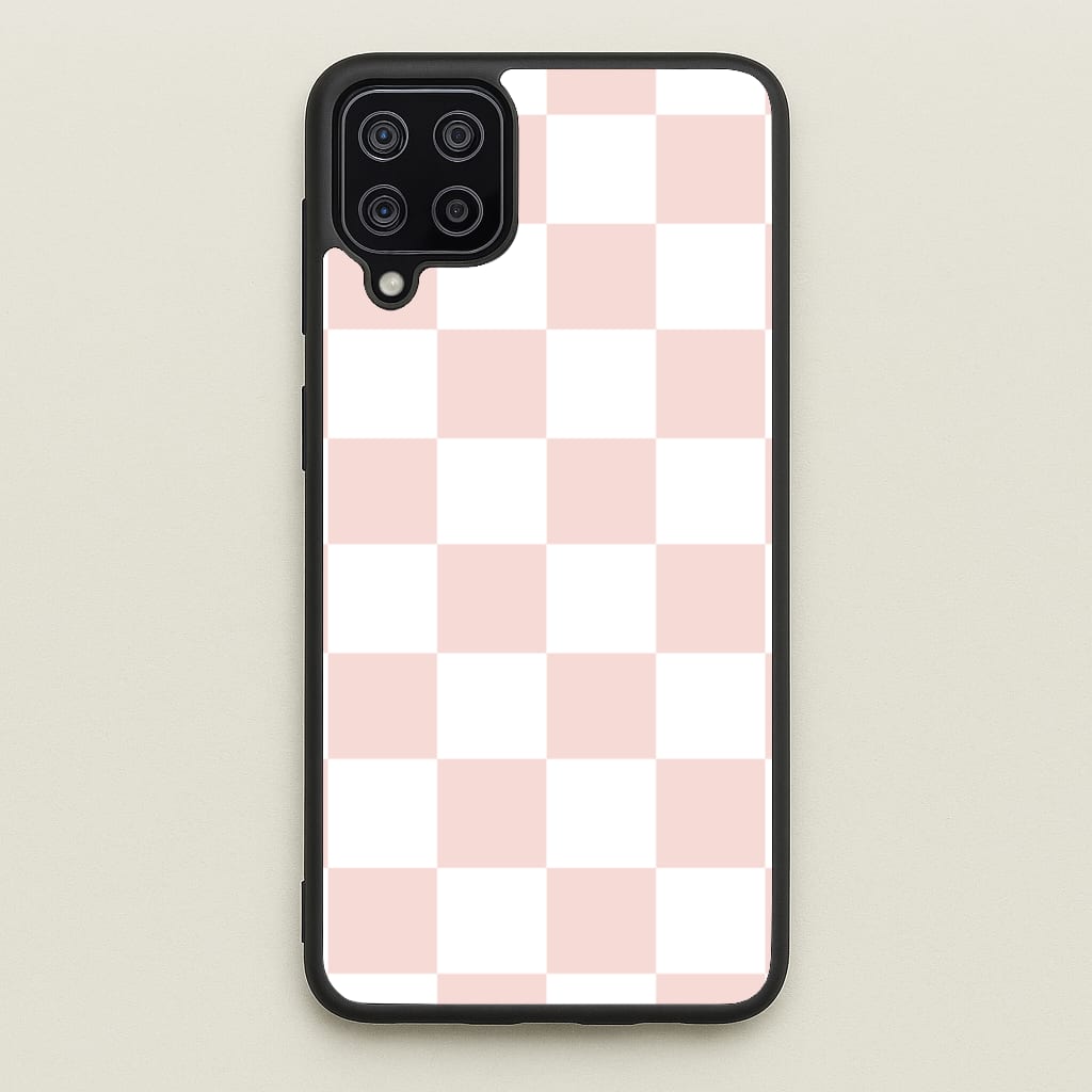 Pink And White Checkers - Abstract Pattern Phone Case for Galaxy A12