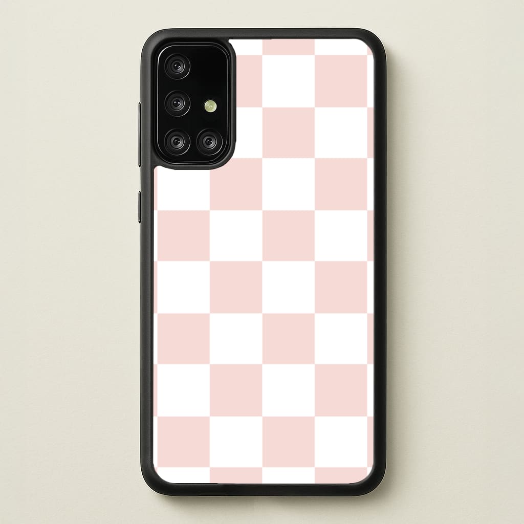 Pink And White Checkers - Abstract Pattern Phone Case for Galaxy A71