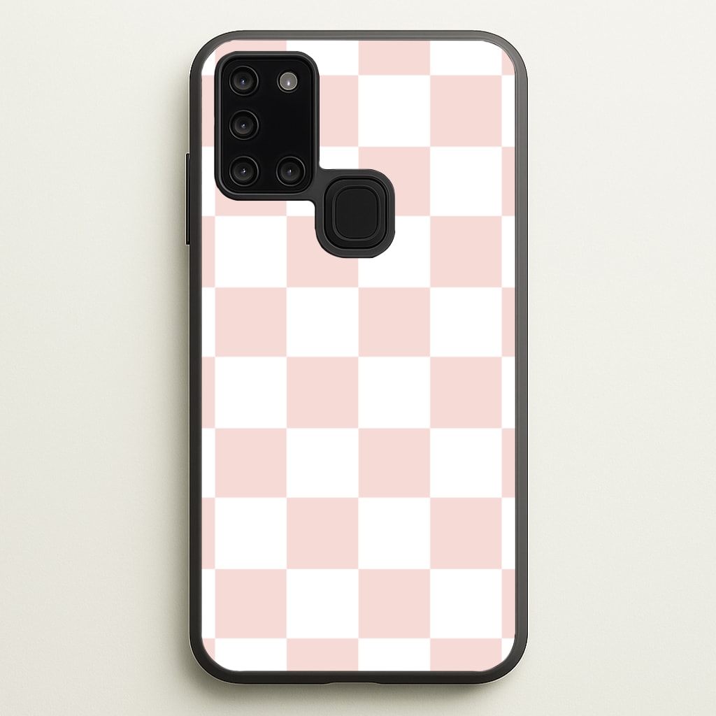 Pink And White Checkers - Abstract Pattern Phone Case for Galaxy A21s