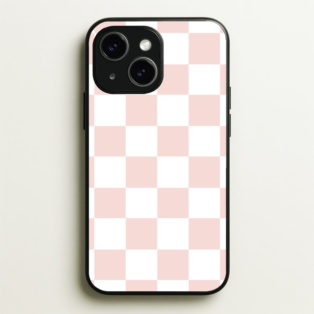 Pink And White Checkers - Abstract Pattern Phone Case for iPhone 15
