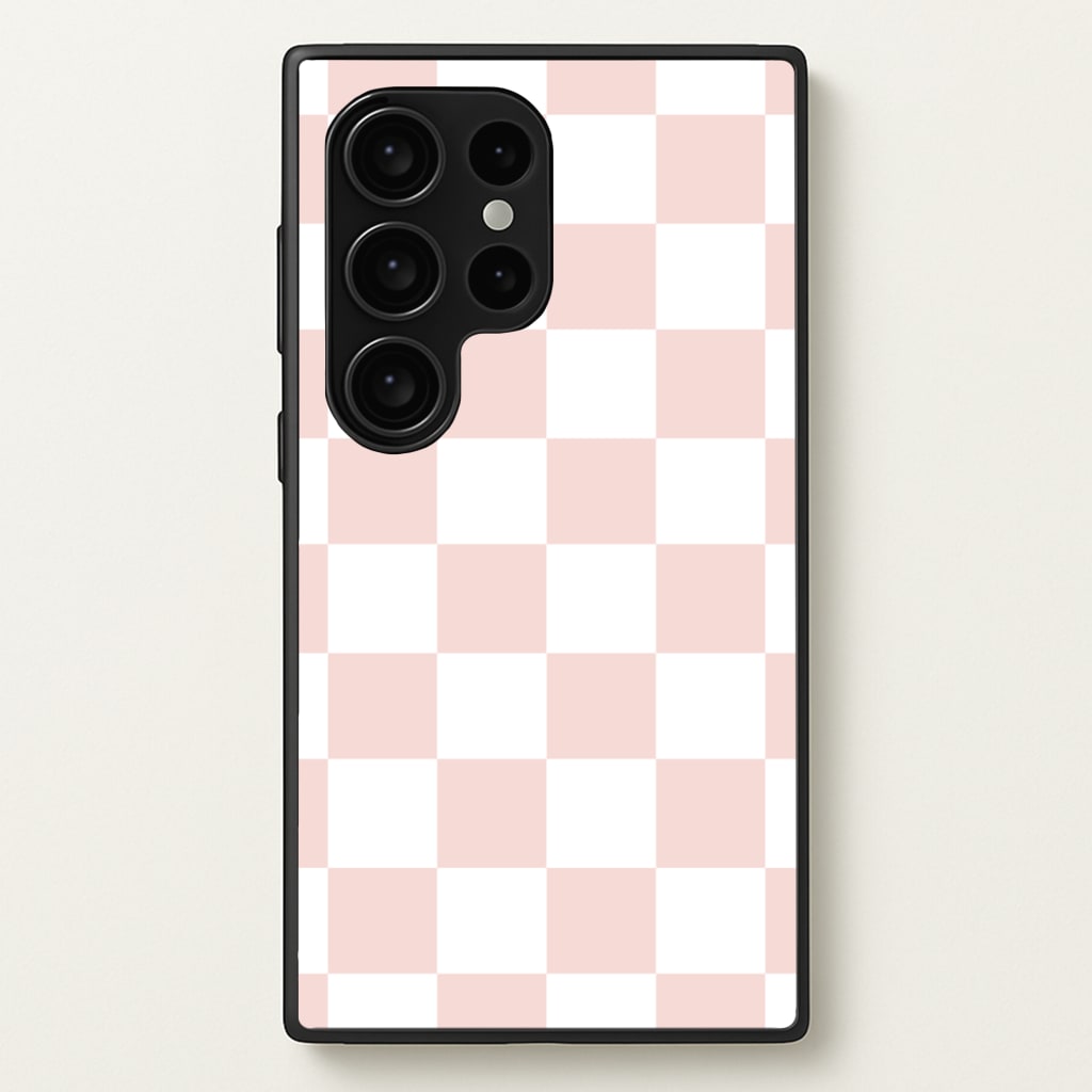 Pink And White Checkers - Abstract Pattern Phone Case for Galaxy S24 Ultra