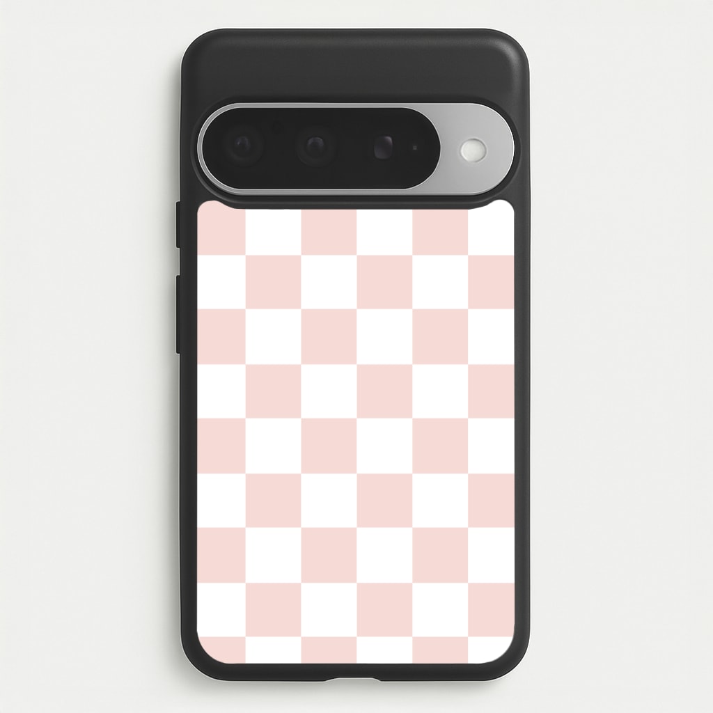 Pink And White Checkers Phone Case for Google Pixel 10 Pro XL
