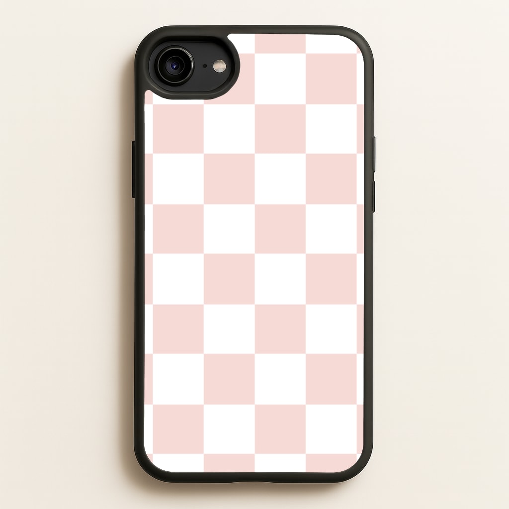 Pink And White Checkers - Abstract Pattern Phone Case for iPhone 6 / 7 / 8 / SE