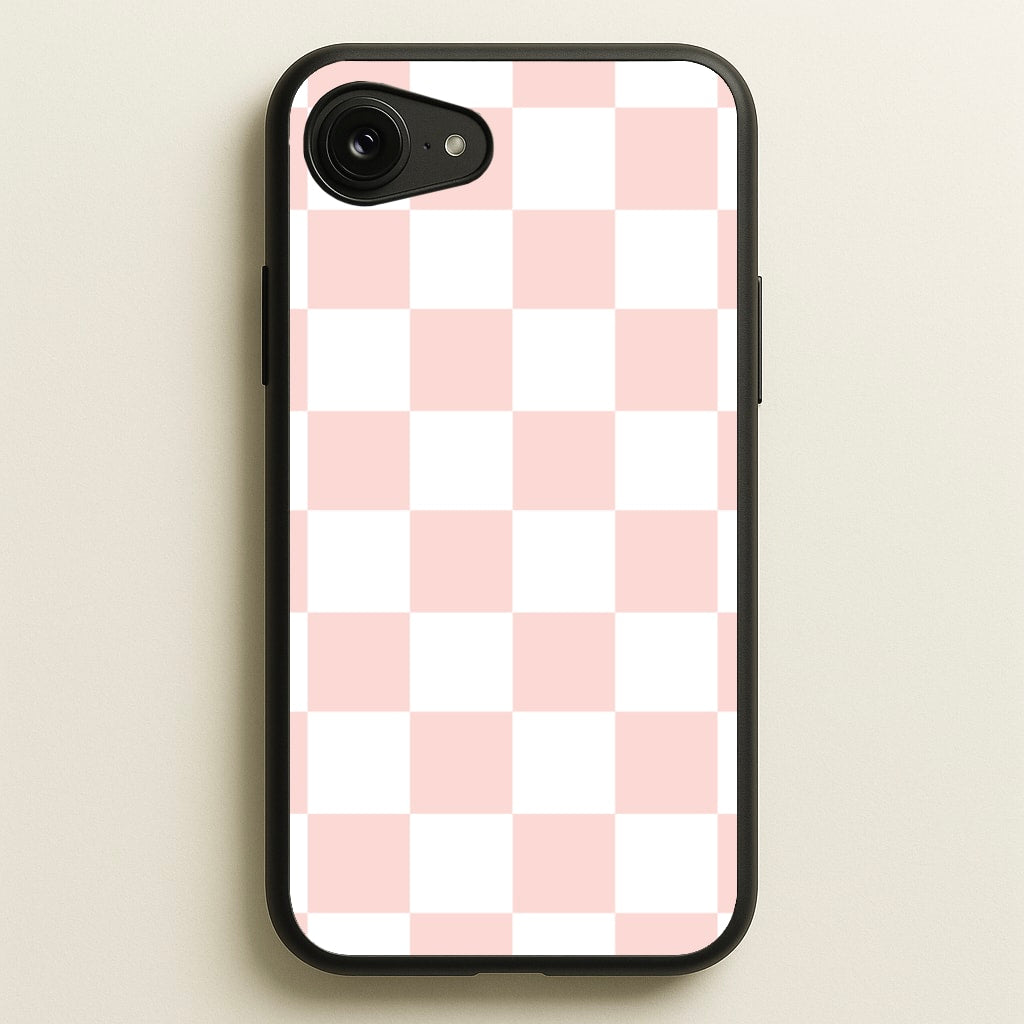 Pink And White Checkers - Abstract Pattern Phone Case for iPhone 16e