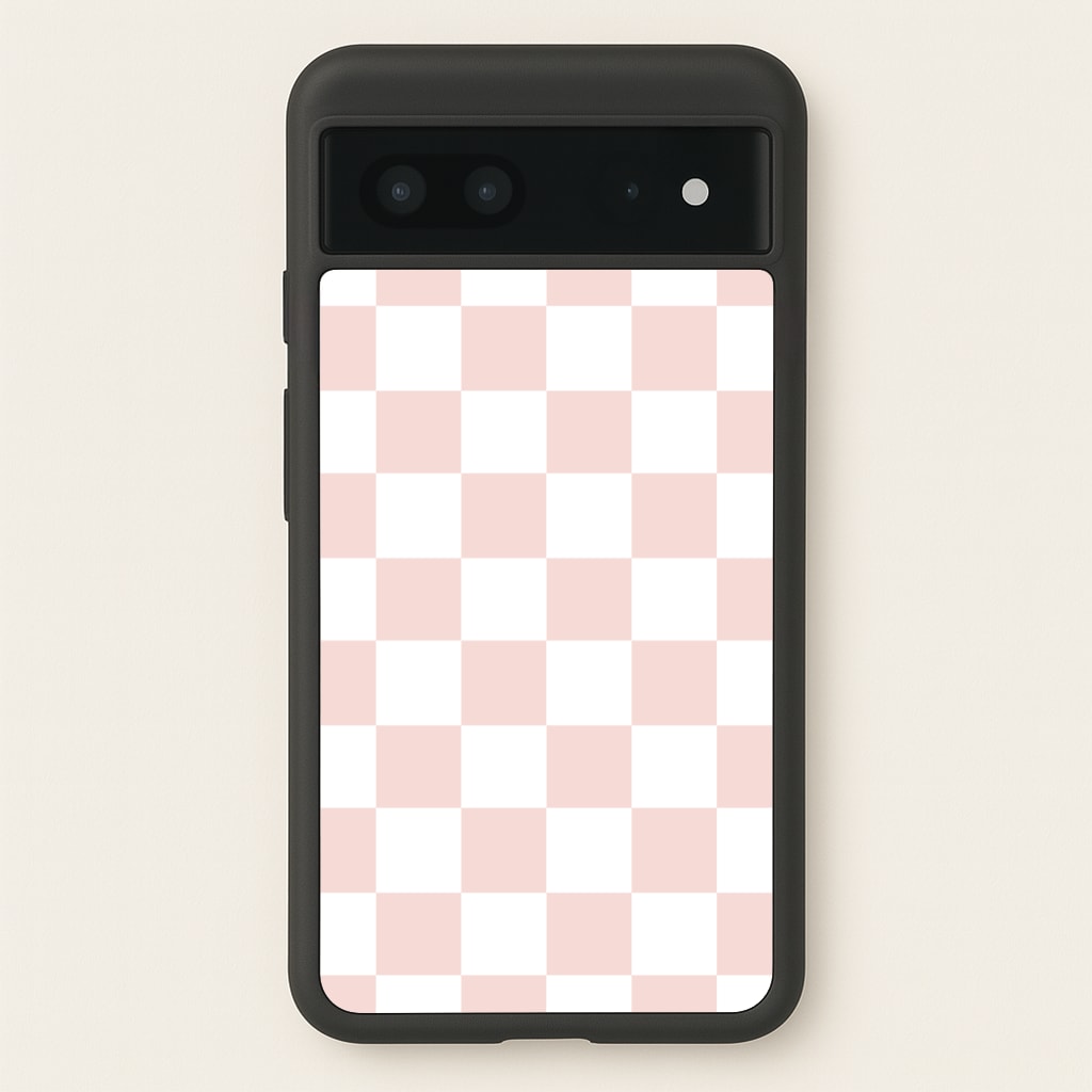 Pink And White Checkers - Abstract Pattern Phone Case for Google Pixel 7