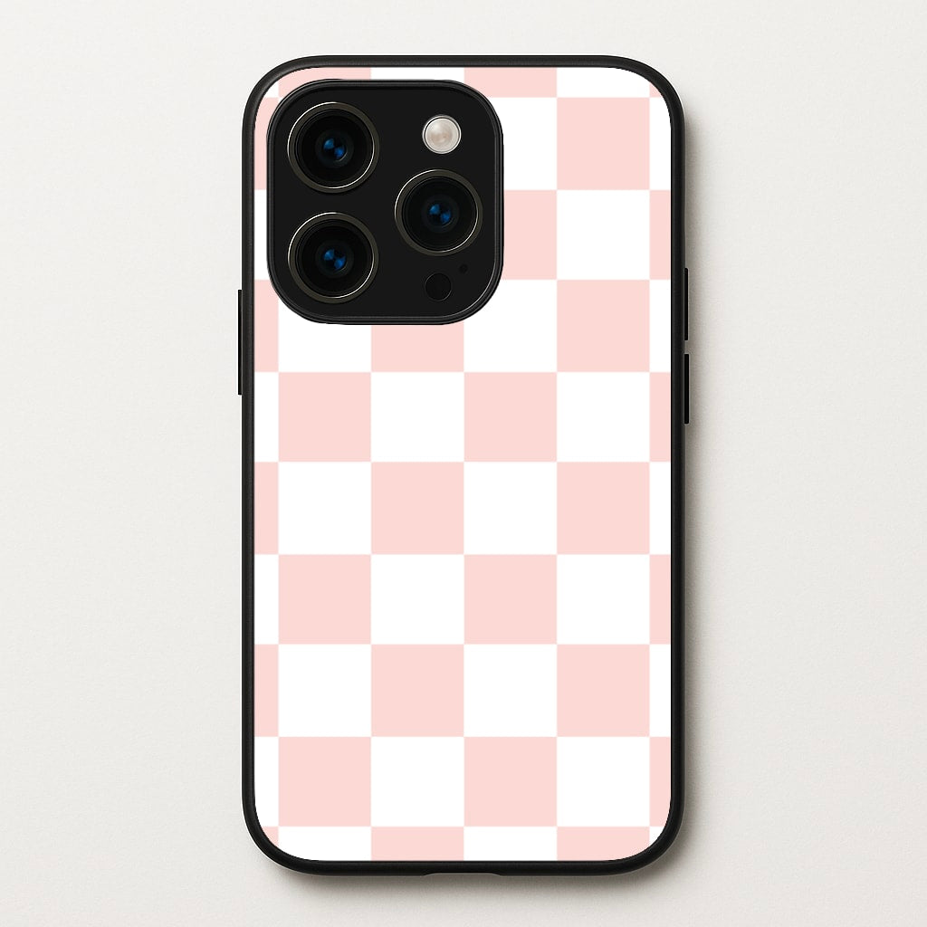 Pink And White Checkers - Abstract Pattern Phone Case for iPhone 15 Pro Max