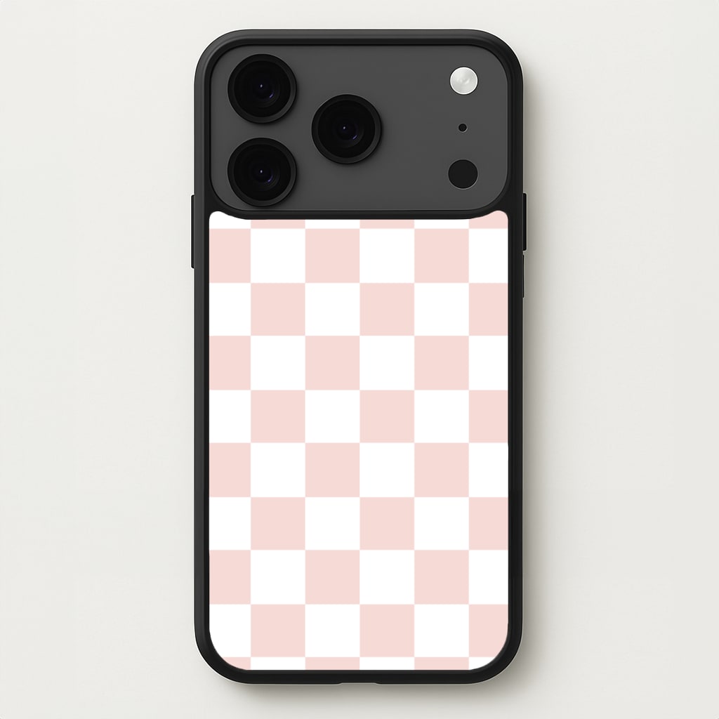 Pink And White Checkers Phone Case for iPhone 17 Pro
