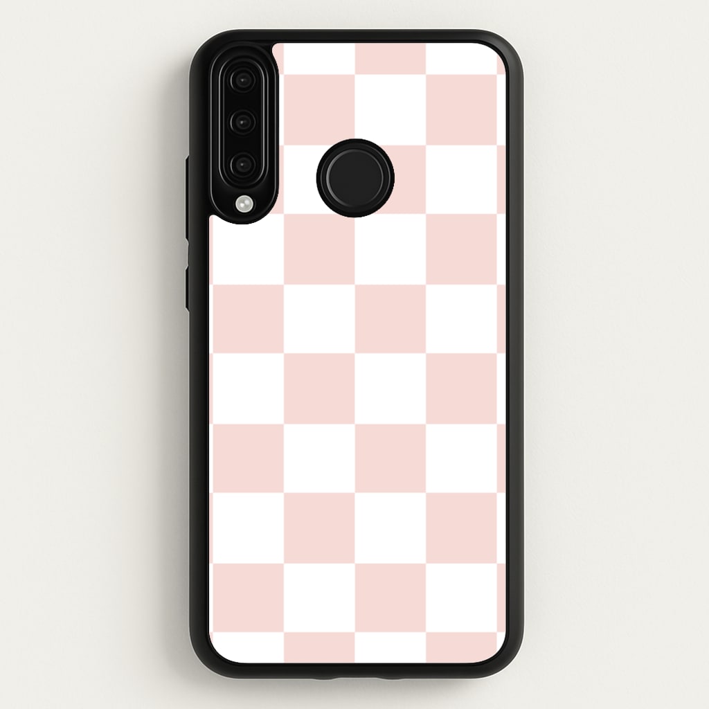 Pink And White Checkers - Abstract Pattern Phone Case for Huawei P30 Lite