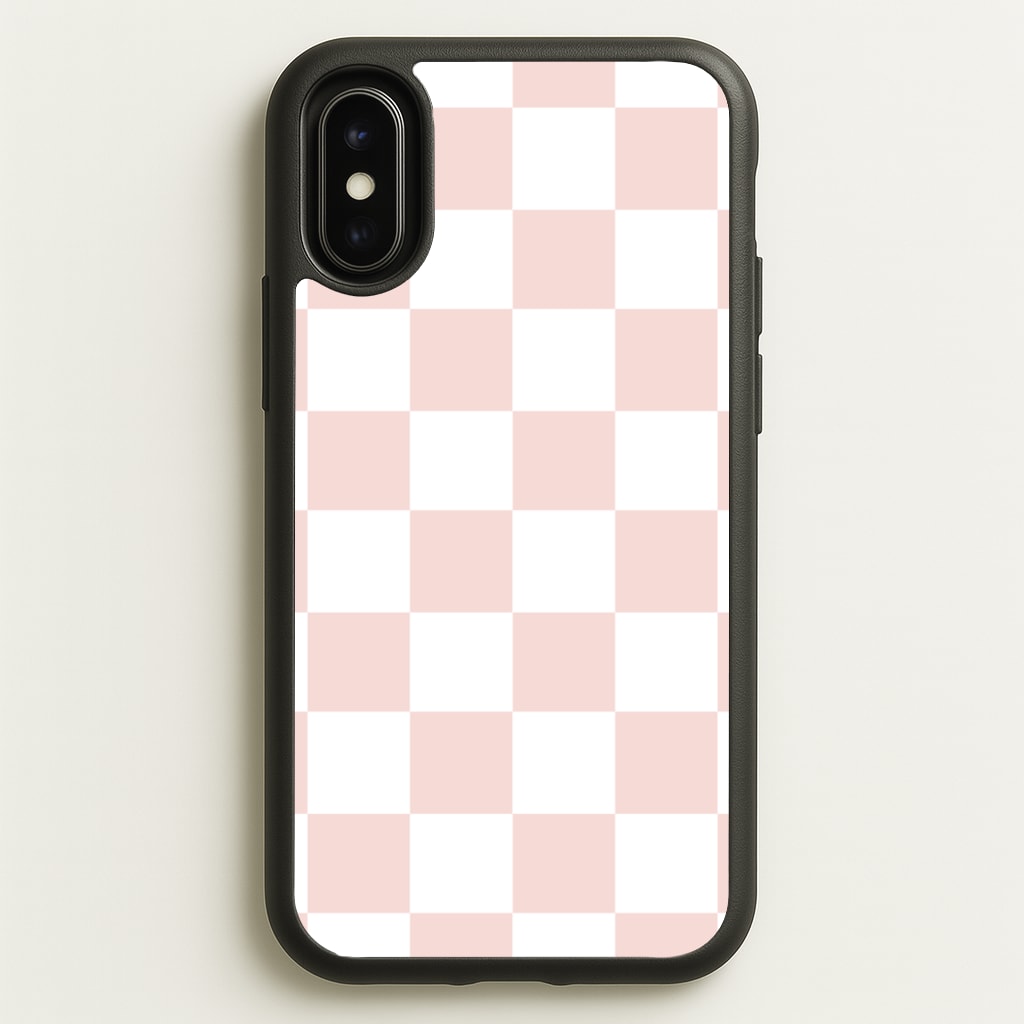 Pink And White Checkers - Abstract Pattern Phone Case for iPhone X / XS