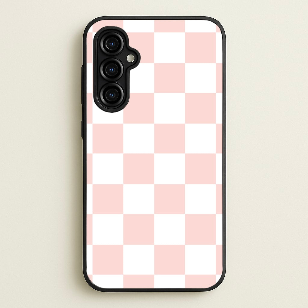 Pink And White Checkers - Abstract Pattern Phone Case for Galaxy A54