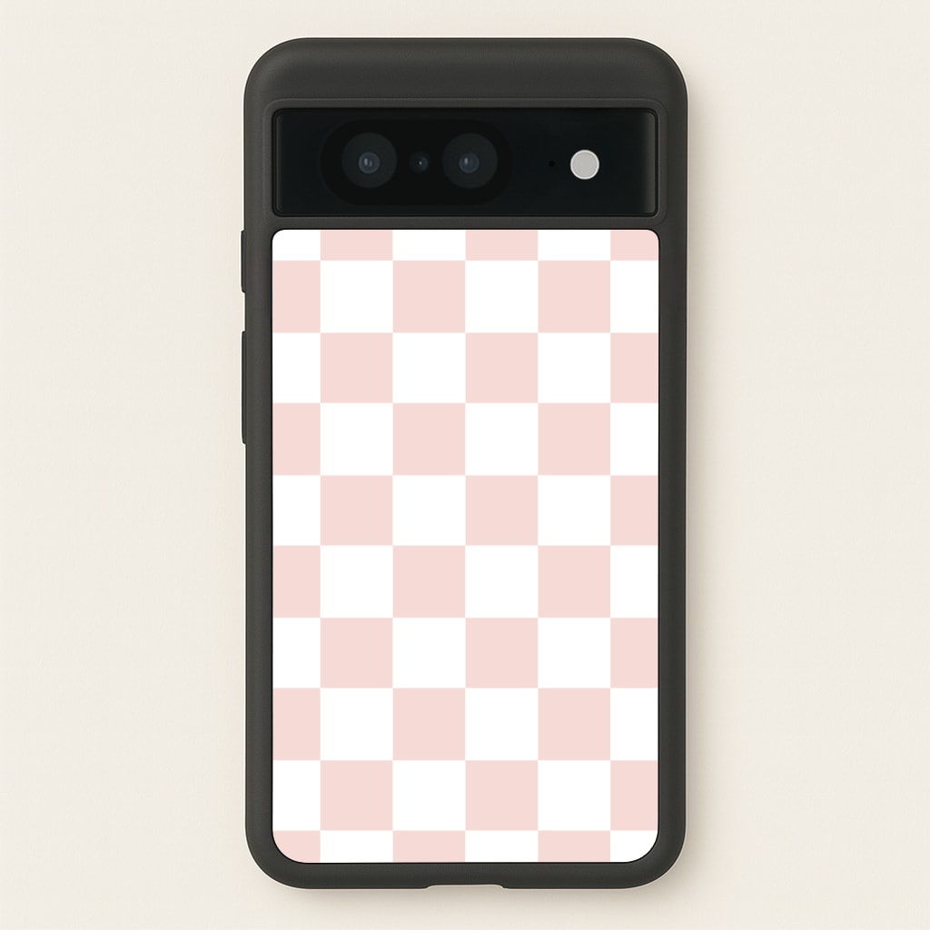 Pink And White Checkers - Abstract Pattern Phone Case for Google Pixel 8