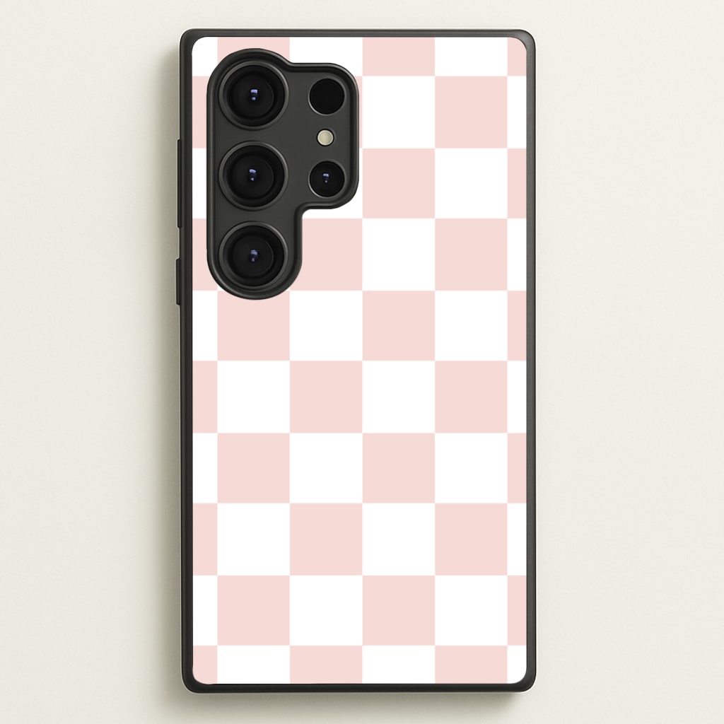 Pink And White Checkers - Abstract Pattern Phone Case for Galaxy S25 Ultra