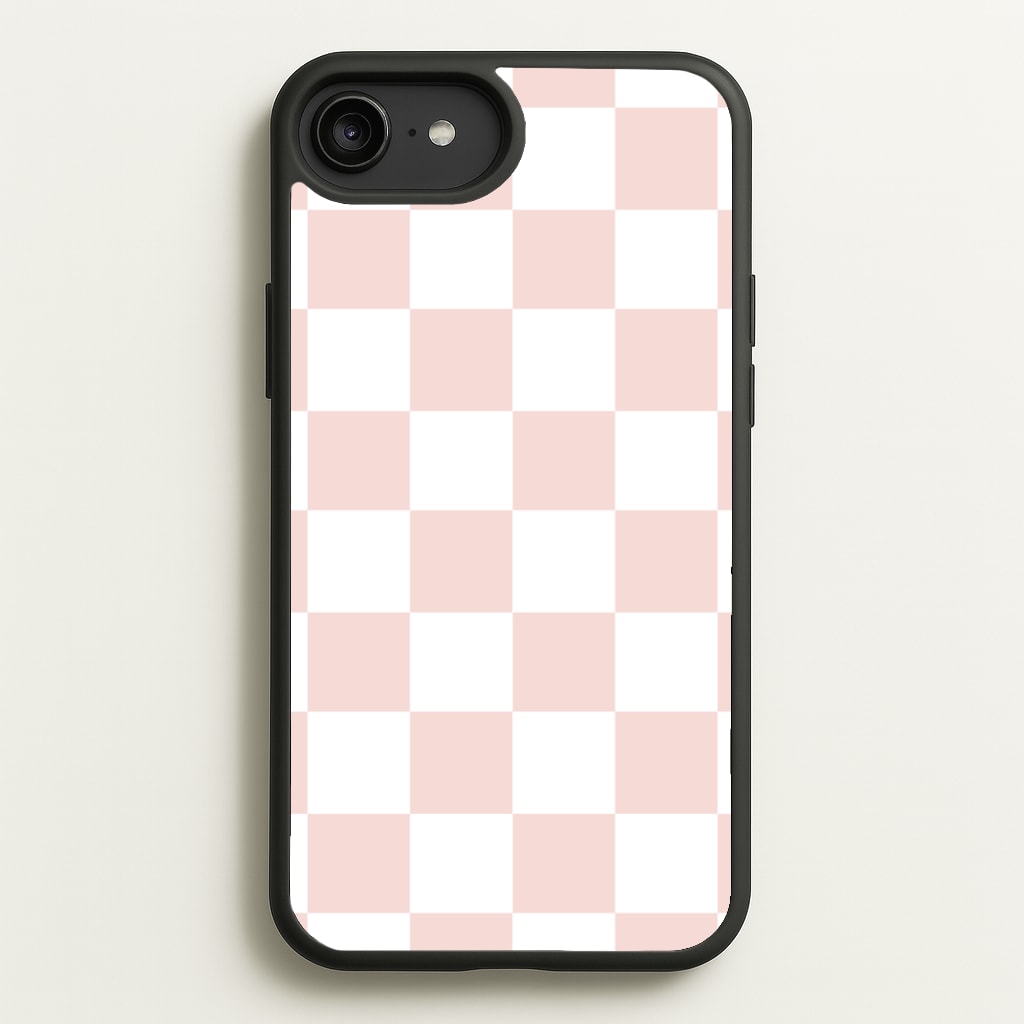 Pink And White Checkers - Abstract Pattern Phone Case for iPhone 6 Plus / 7 Plus / 8 Plus