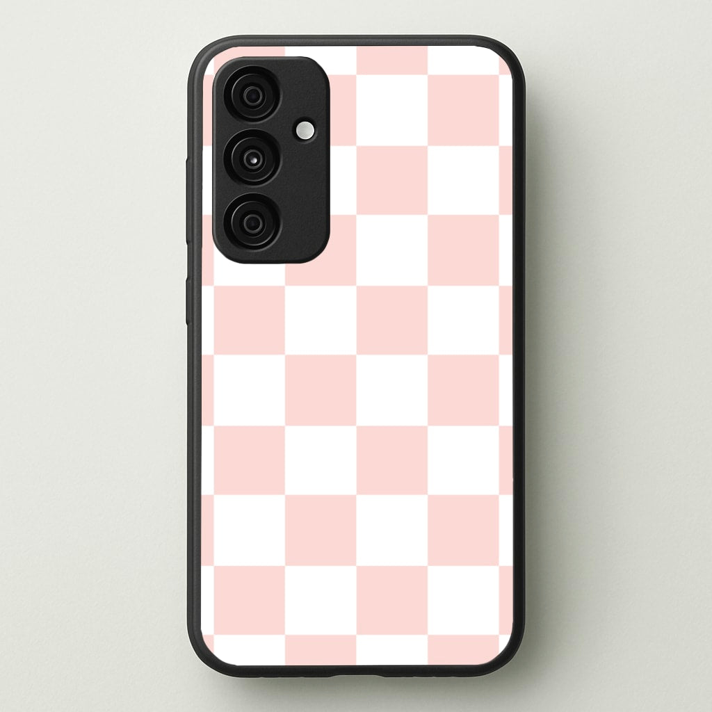 Pink And White Checkers - Abstract Pattern Phone Case for Galaxy A55
