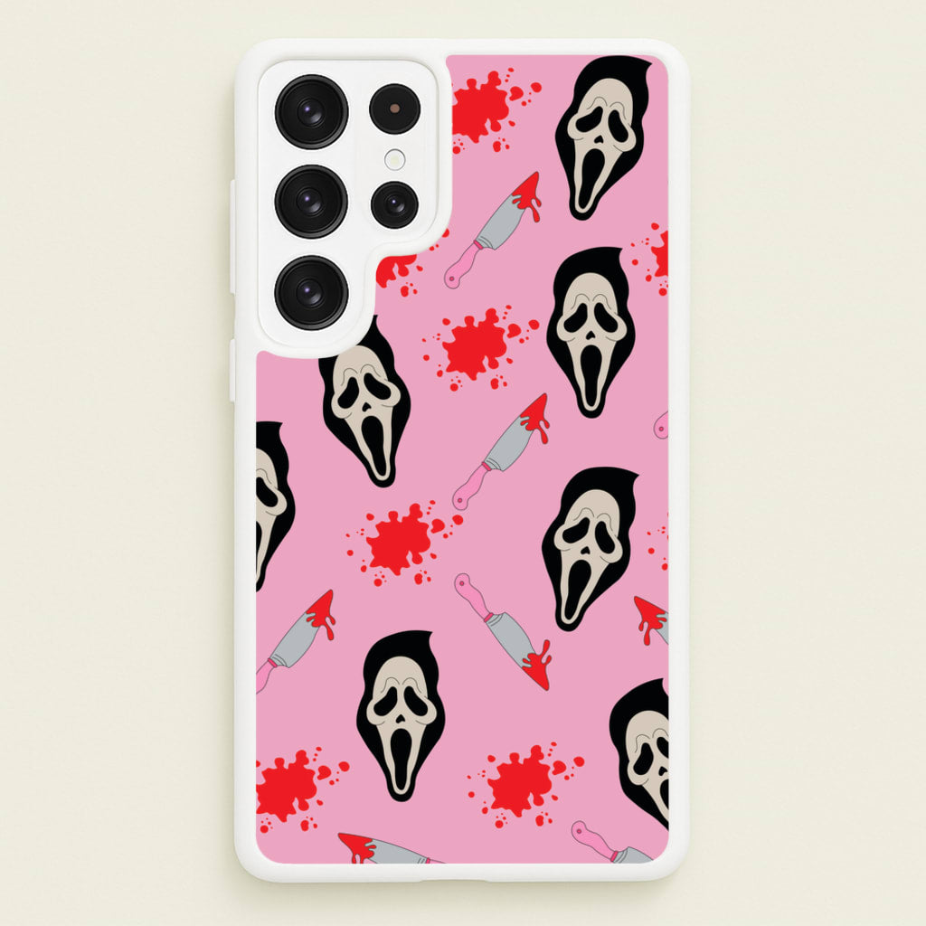 Pink Ghostface Pattern - Scream - Scream Phone Case for Galaxy S22 Ultra