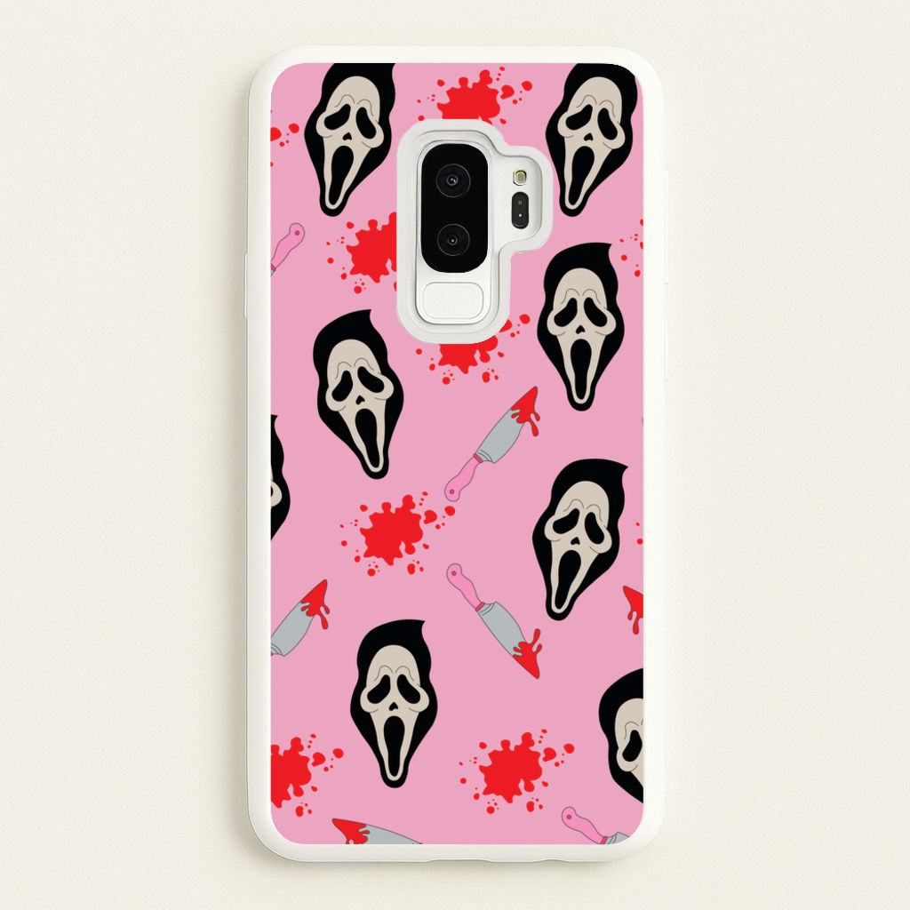 Pink Ghostface Pattern - Scream - Scream Phone Case for Galaxy S9 Plus