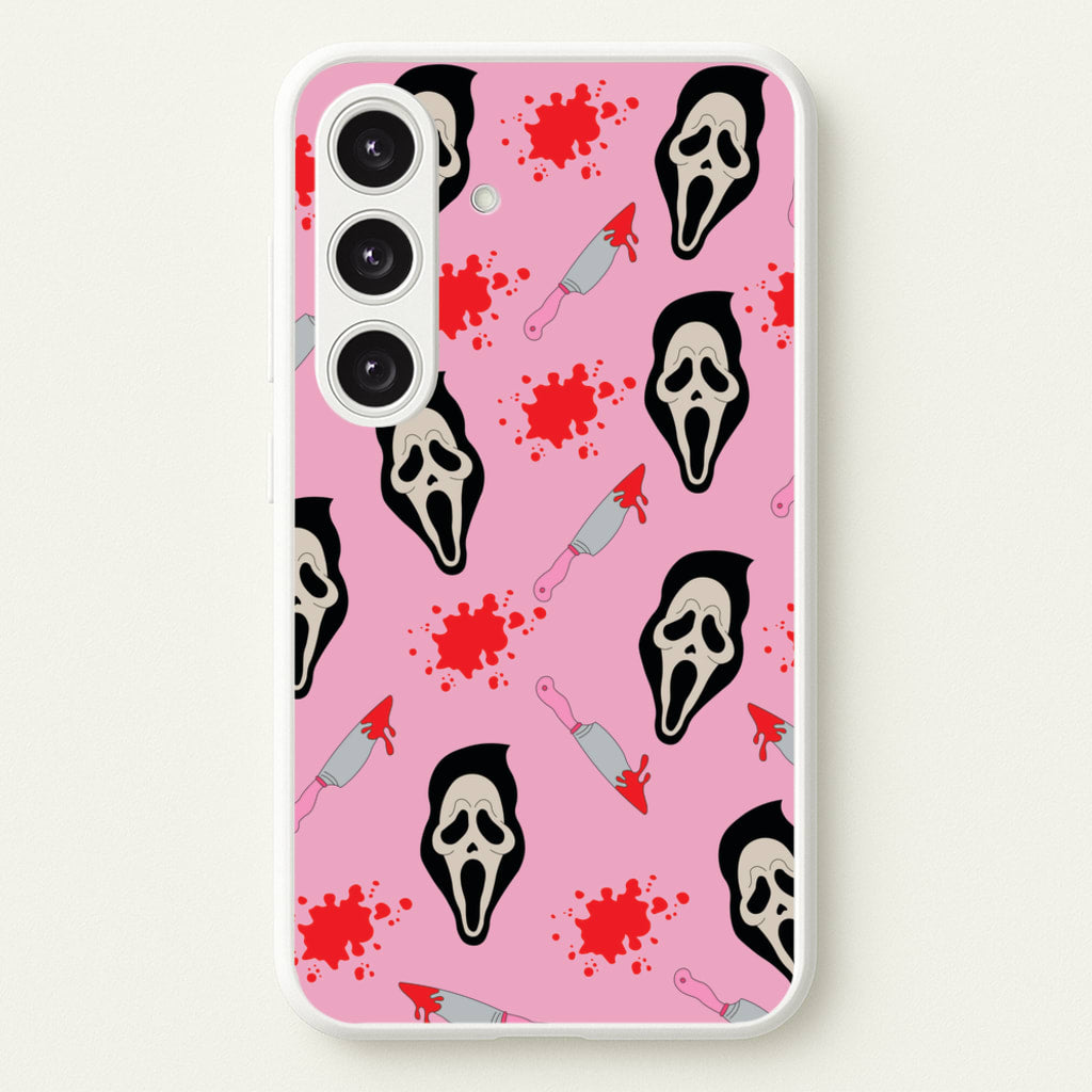 Pink Ghostface Pattern - Scream - Scream Phone Case for Galaxy S25 Plus