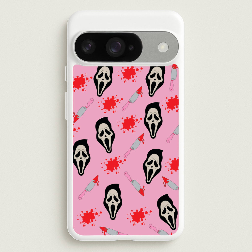 Pink Ghostface Pattern - Scream Phone Case for Google Pixel 10 / 10 Pro