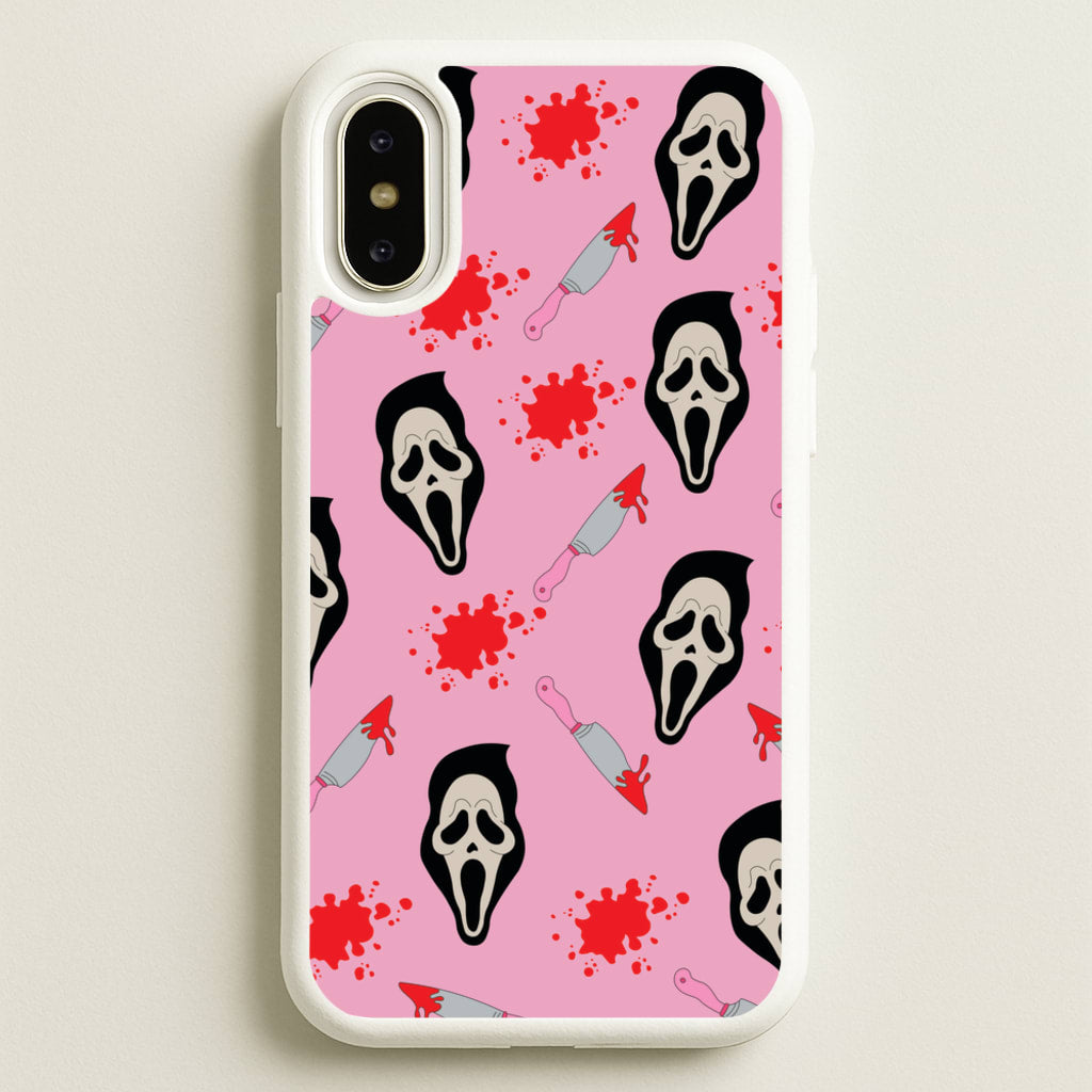 Pink Ghostface Pattern - Scream - Scream Phone Case for iPhone X / XS