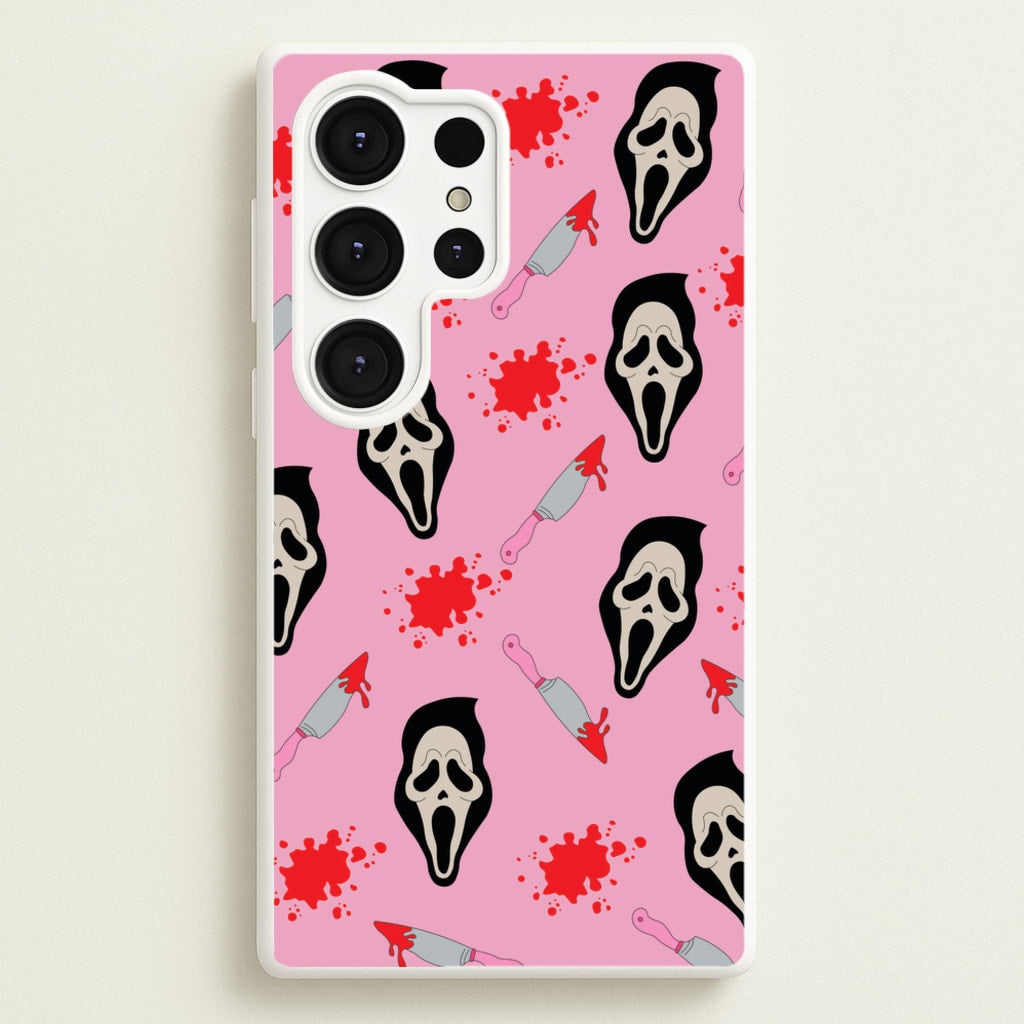 Pink Ghostface Pattern - Scream - Scream Phone Case for Galaxy S25 Ultra
