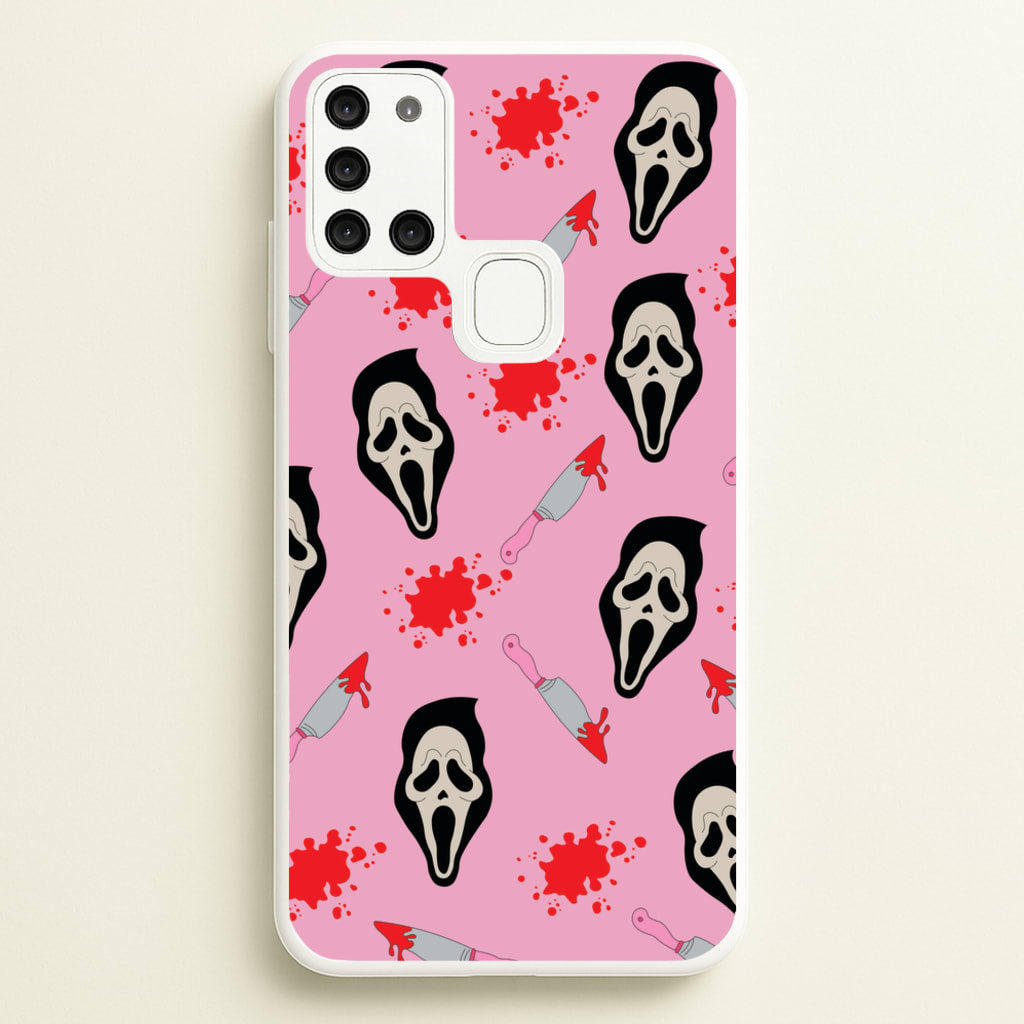 Pink Ghostface Pattern - Scream - Scream Phone Case for Galaxy A21s