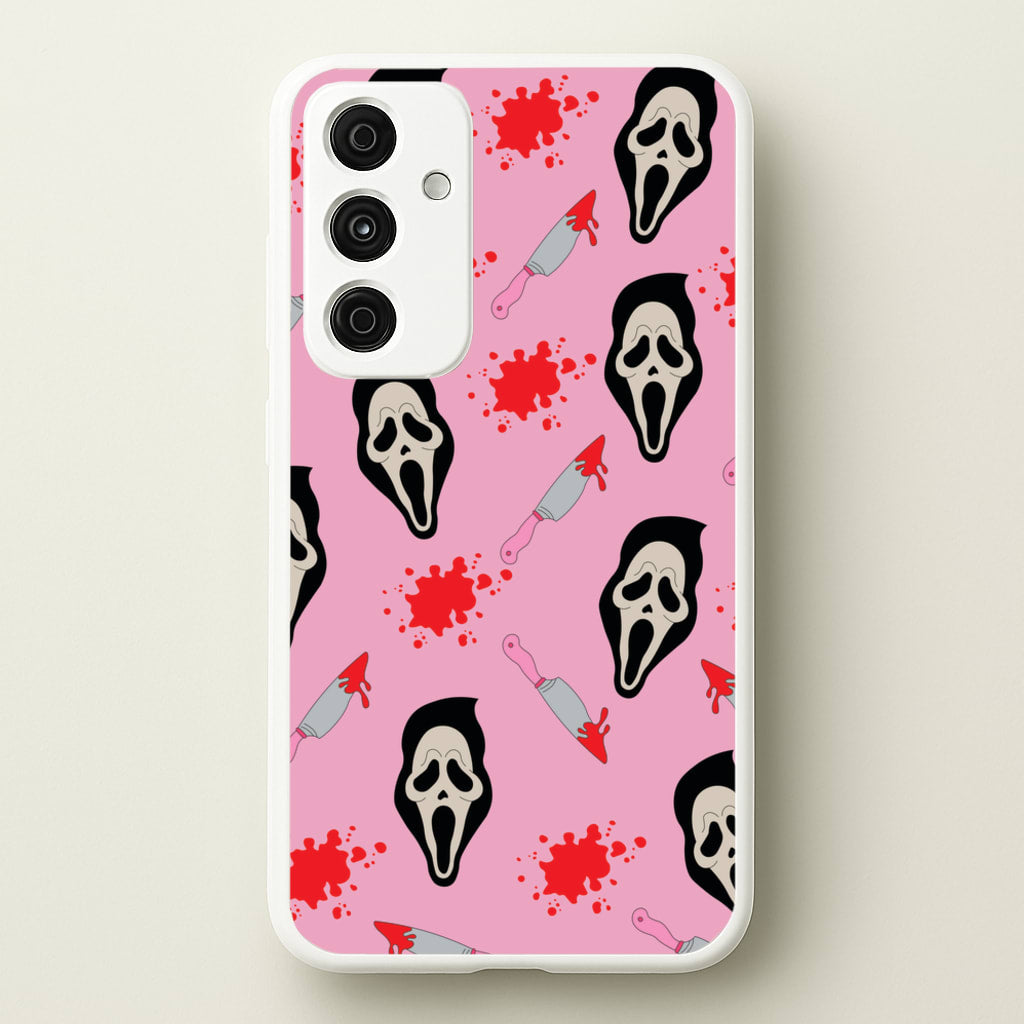 Pink Ghostface Pattern - Scream - Scream Phone Case for Galaxy A55