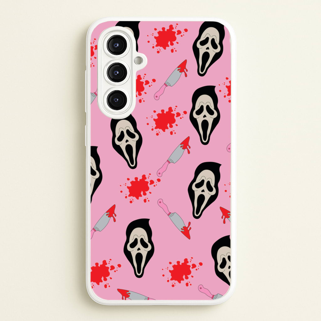 Pink Ghostface Pattern - Scream - Scream Phone Case for Galaxy A16