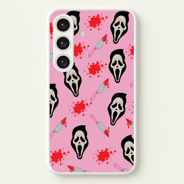 Pink Ghostface Pattern - Scream - Scream Phone Case for Galaxy S24FE
