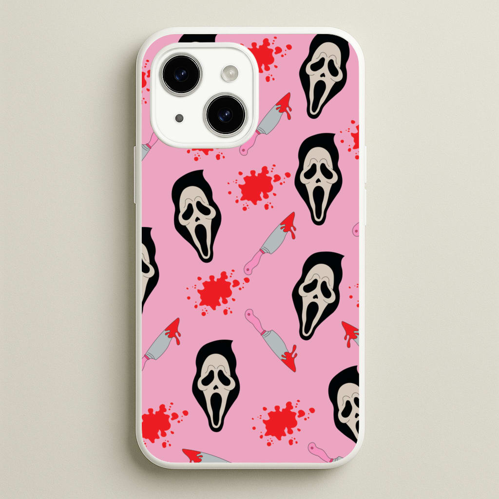Pink Ghostface Pattern - Scream - Scream Phone Case for iPhone 14 Plus