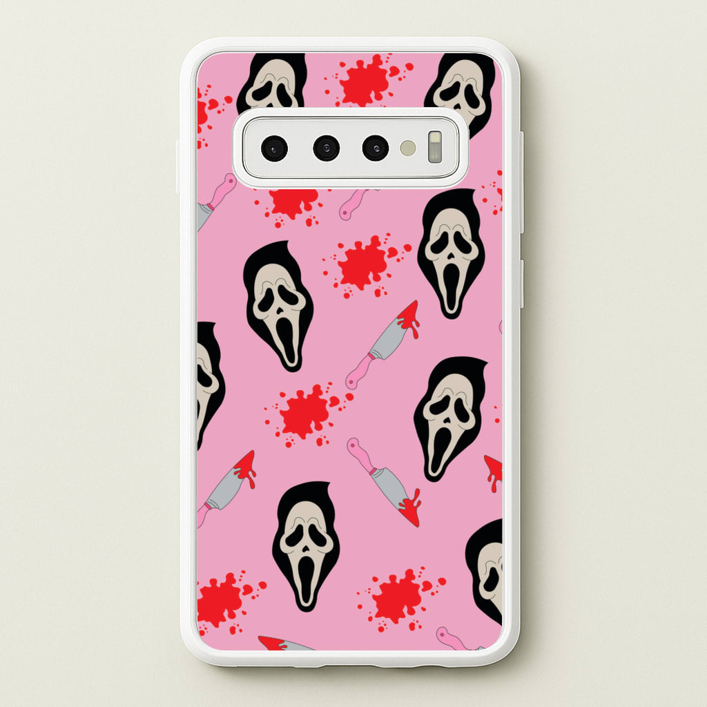 Pink Ghostface Pattern - Scream - Scream Phone Case for Galaxy S10 Plus