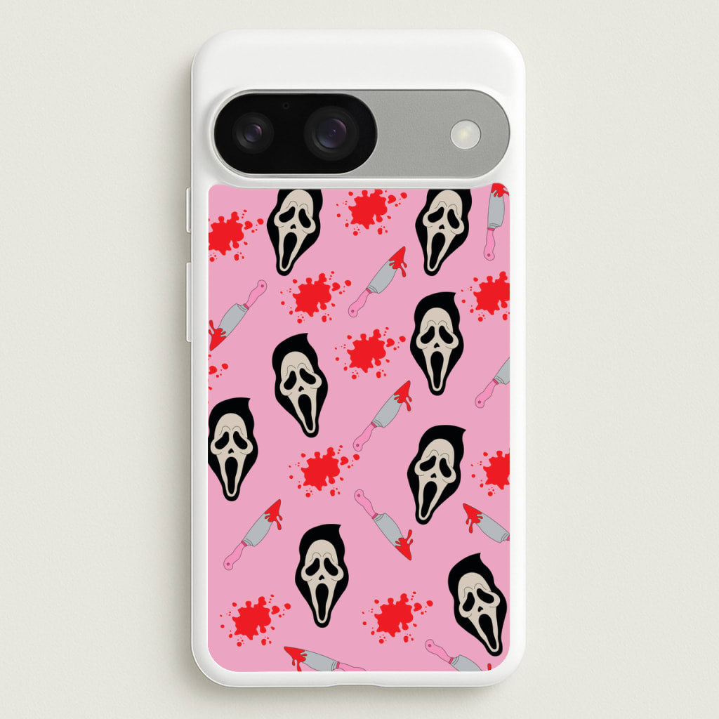 Pink Ghostface Pattern - Scream - Scream Phone Case for Google Pixel 9 / 9 Pro