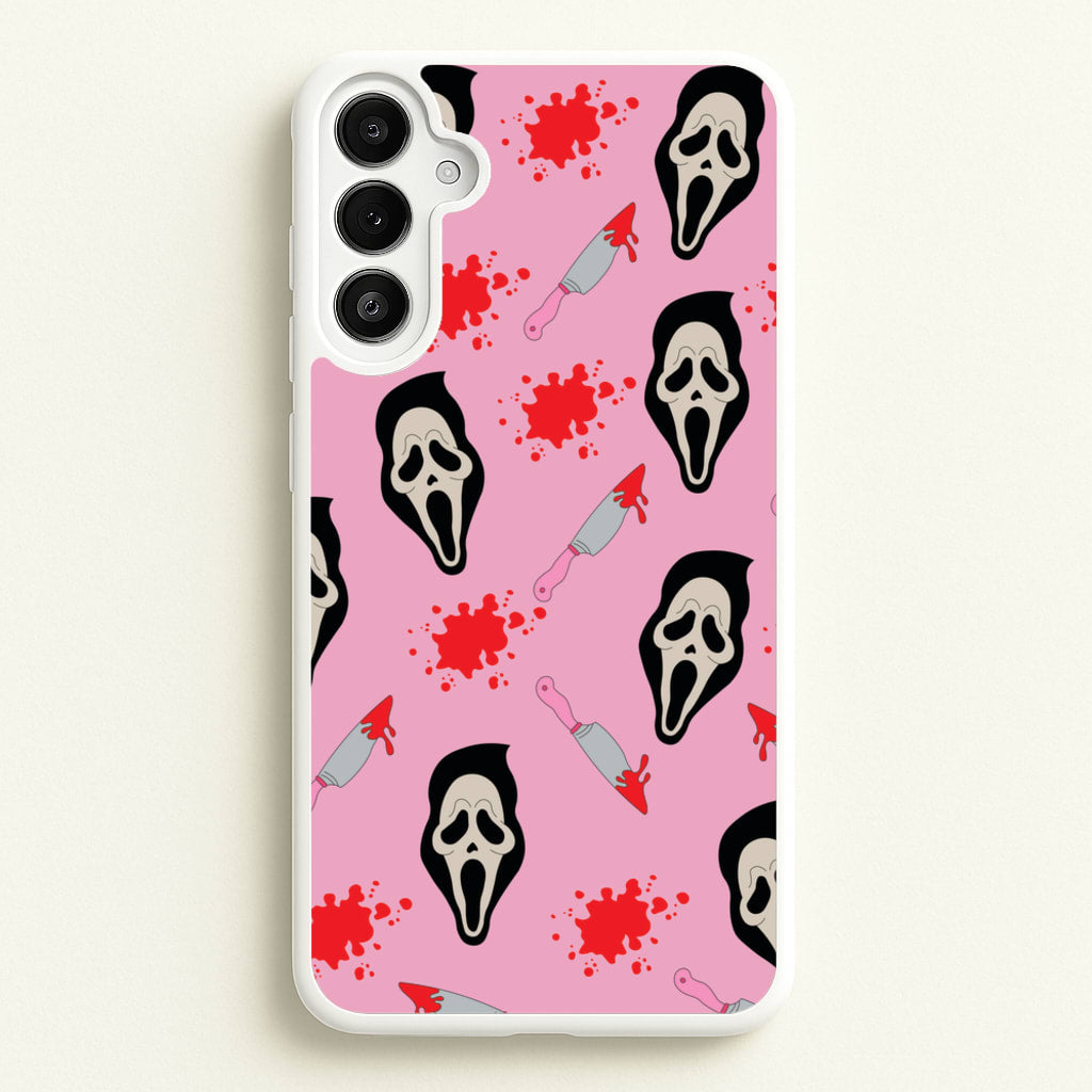 Pink Ghostface Pattern - Scream - Scream Phone Case for Galaxy A34