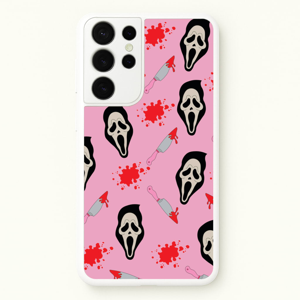 Pink Ghostface Pattern - Scream - Scream Phone Case for Galaxy S21 Ultra