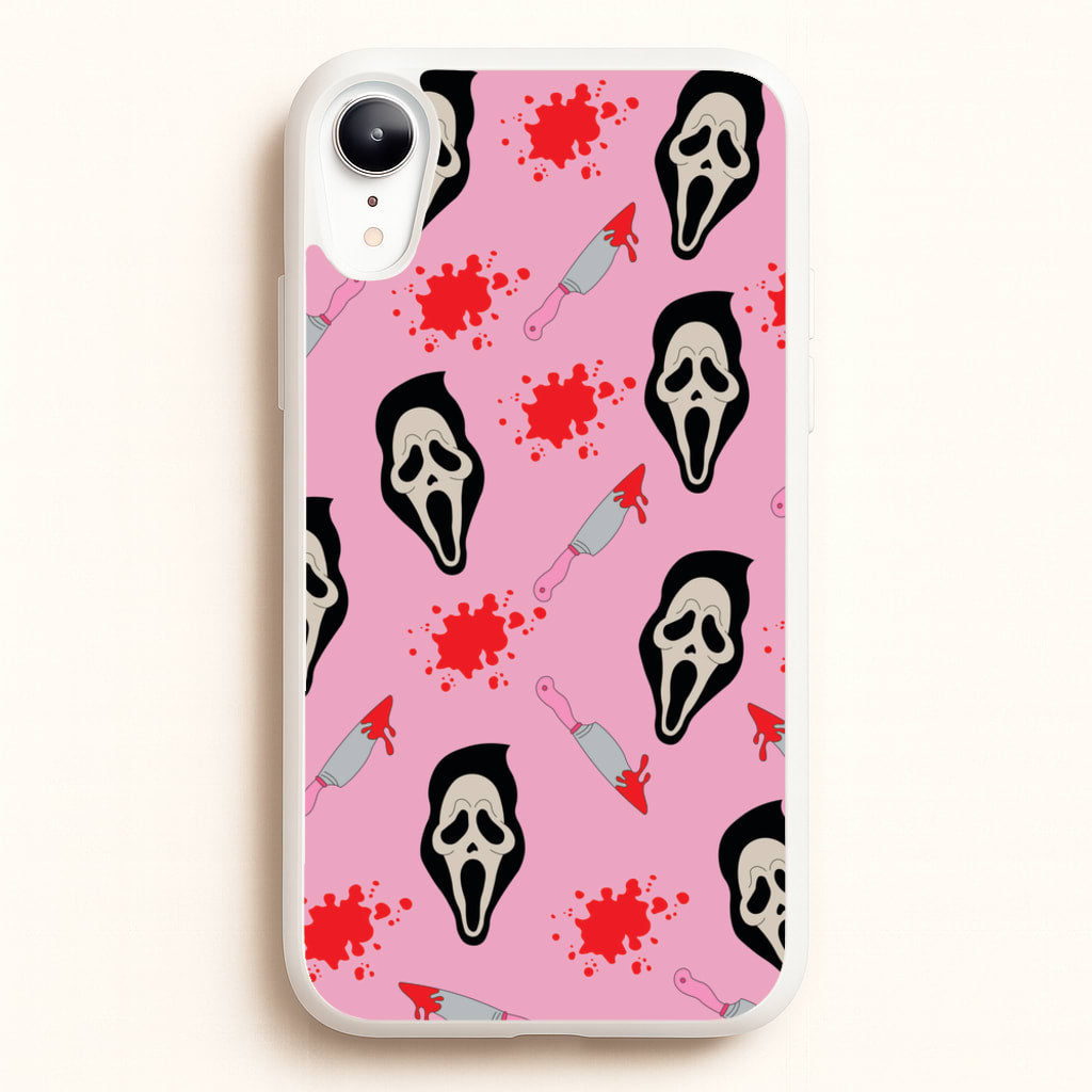 Pink Ghostface Pattern - Scream - Scream Phone Case for iPhone XR