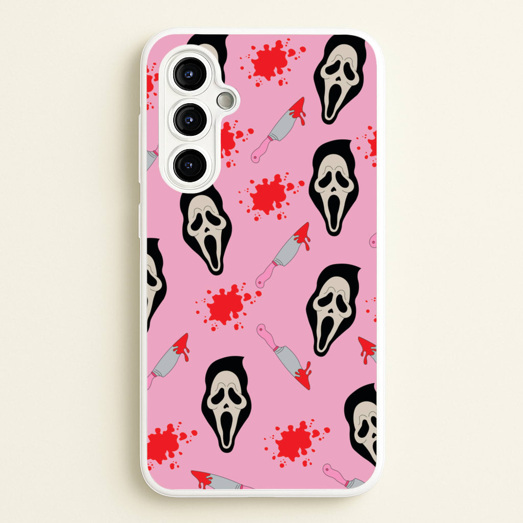 Pink Ghostface Pattern - Scream - Scream Phone Case for Galaxy A54