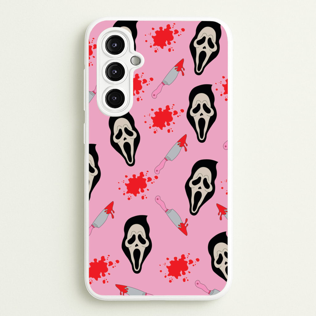 Pink Ghostface Pattern - Scream - Scream Phone Case for Galaxy A14