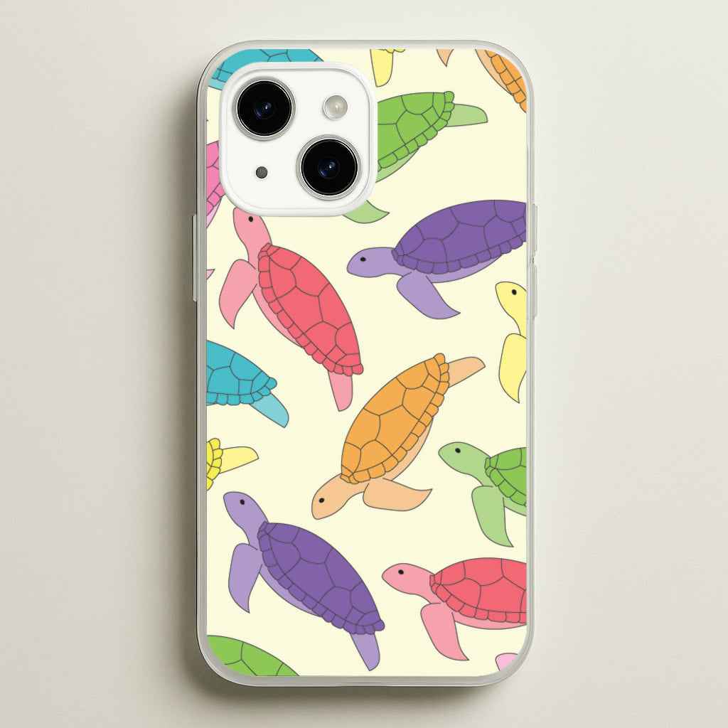 Multi Coloured Turtle Pattern - Sealife - Sealife Phone Case for iPhone 14