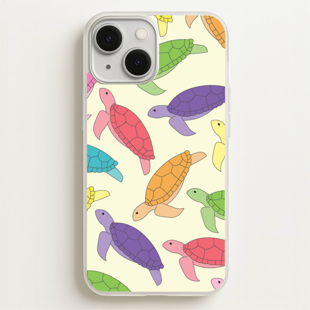 Multi Coloured Turtle Pattern - Sealife - Sealife Phone Case for iPhone 13 Mini