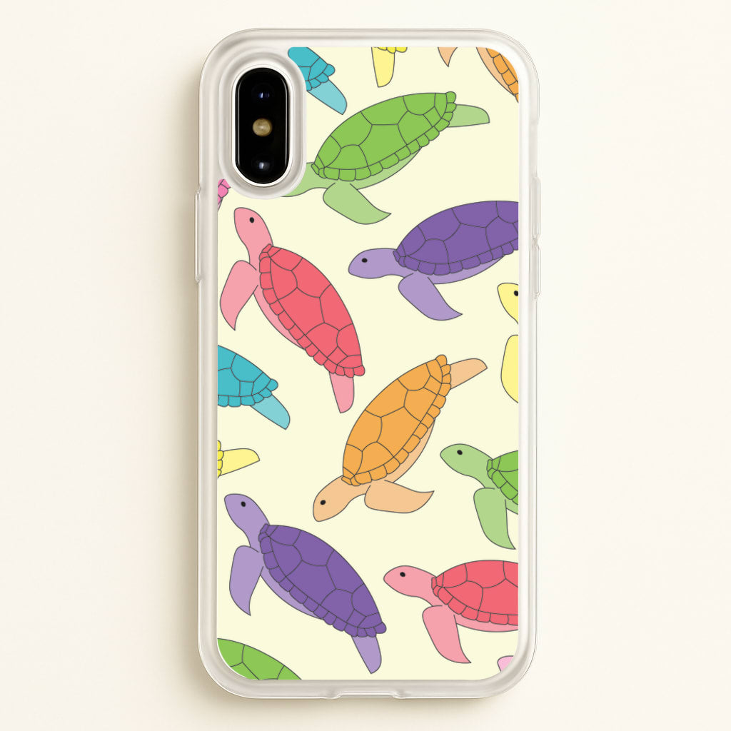 Multi Coloured Turtle Pattern - Sealife - Sealife Phone Case for iPhone X / XS
