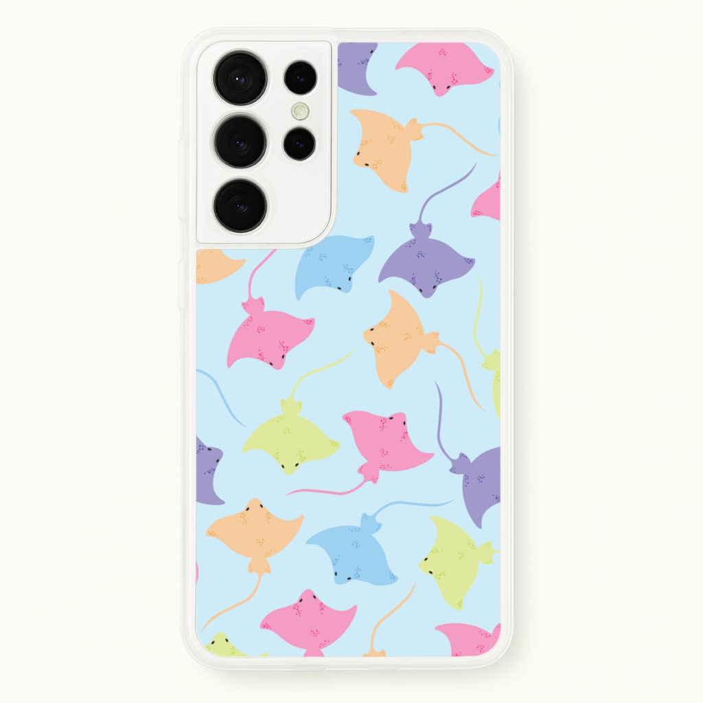 Multi Coloured Sting Ray Pattern - Sealife - Sealife Phone Case for Galaxy S21 Ultra
