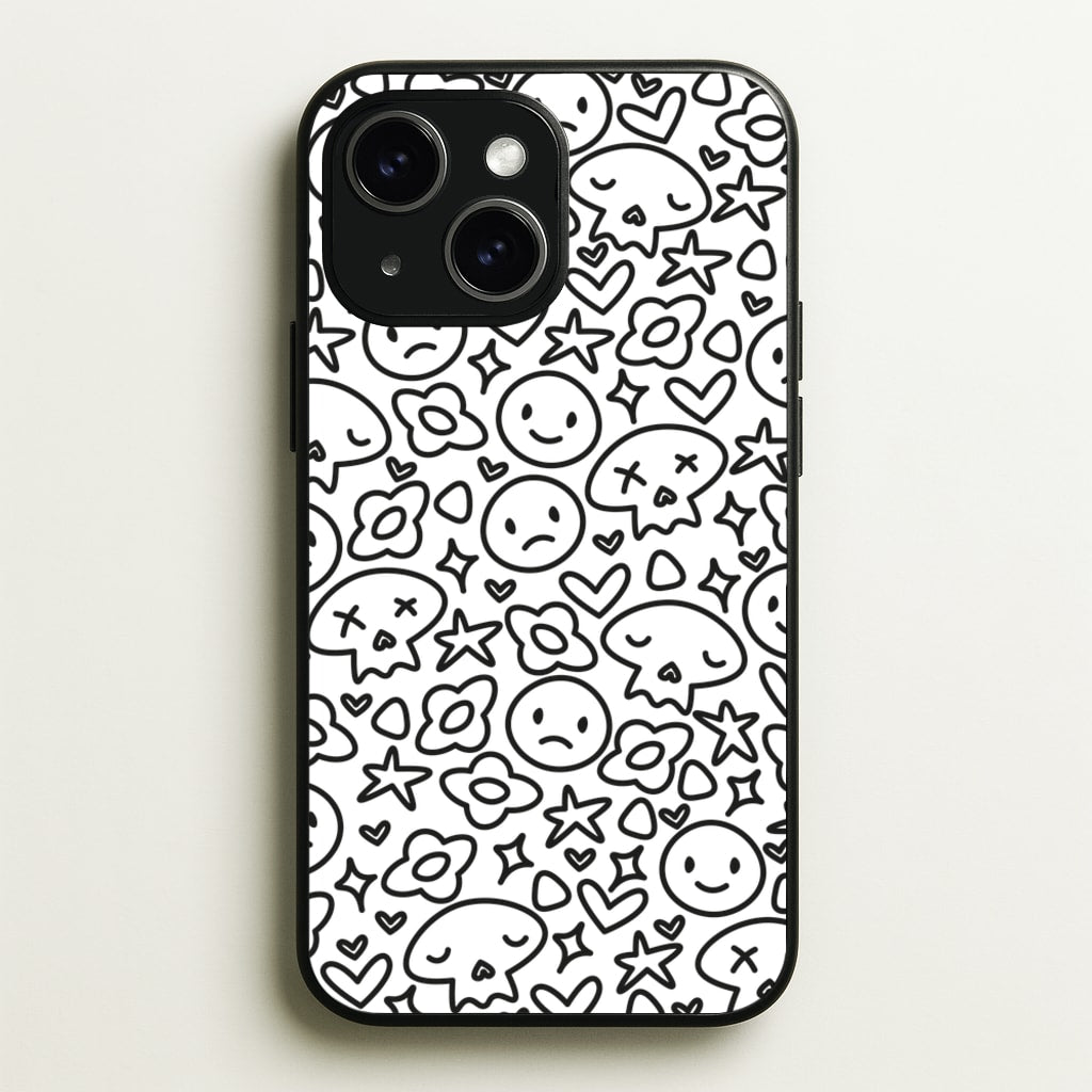 White Skulls - Skate Aesthetic - Skate Aesthetic Phone Case for iPhone 15