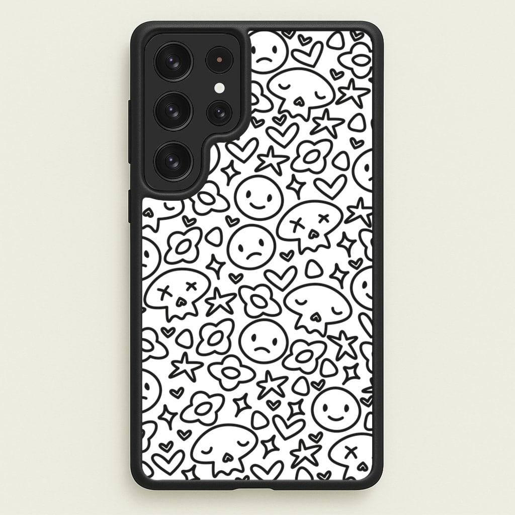 White Skulls - Skate Aesthetic - Skate Aesthetic Phone Case for Galaxy S22 Ultra