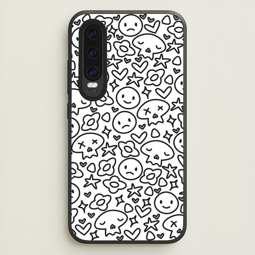 White Skulls - Skate Aesthetic - Skate Aesthetic Phone Case for Huawei P30