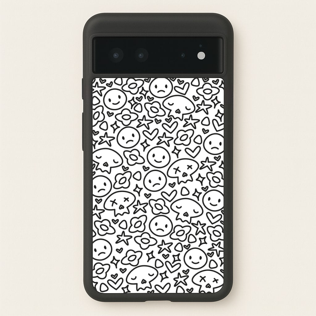 White Skulls - Skate Aesthetic - Skate Aesthetic Phone Case for Google Pixel 6