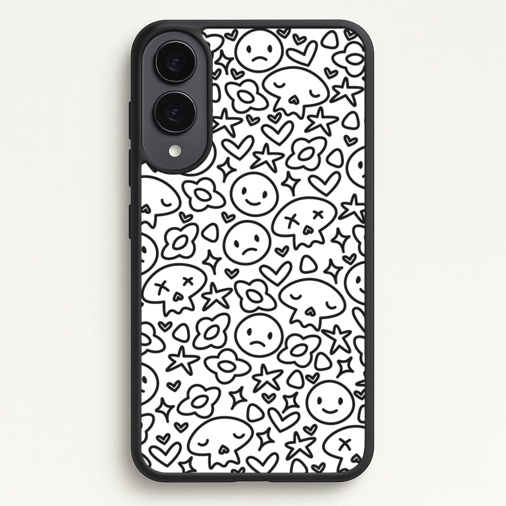 White Skulls - Skate Aesthetic - Skate Aesthetic Phone Case for Galaxy S25 Edge
