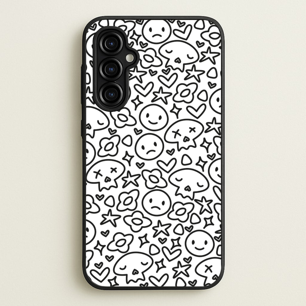 White Skulls - Skate Aesthetic - Skate Aesthetic Phone Case for Galaxy A54