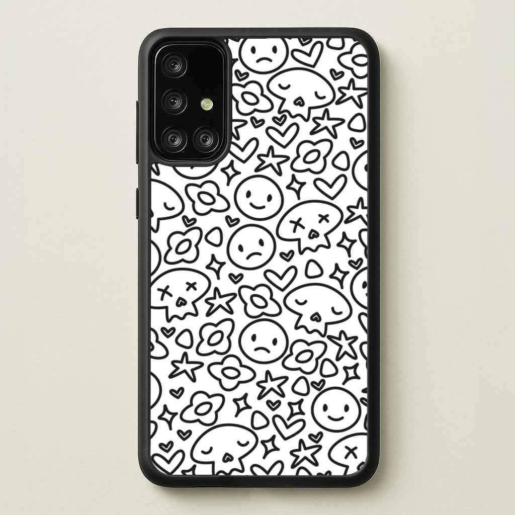 White Skulls - Skate Aesthetic - Skate Aesthetic Phone Case for Galaxy A71