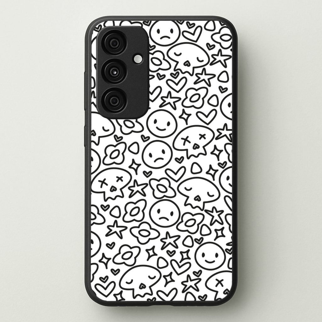 White Skulls - Skate Aesthetic - Skate Aesthetic Phone Case for Galaxy A35