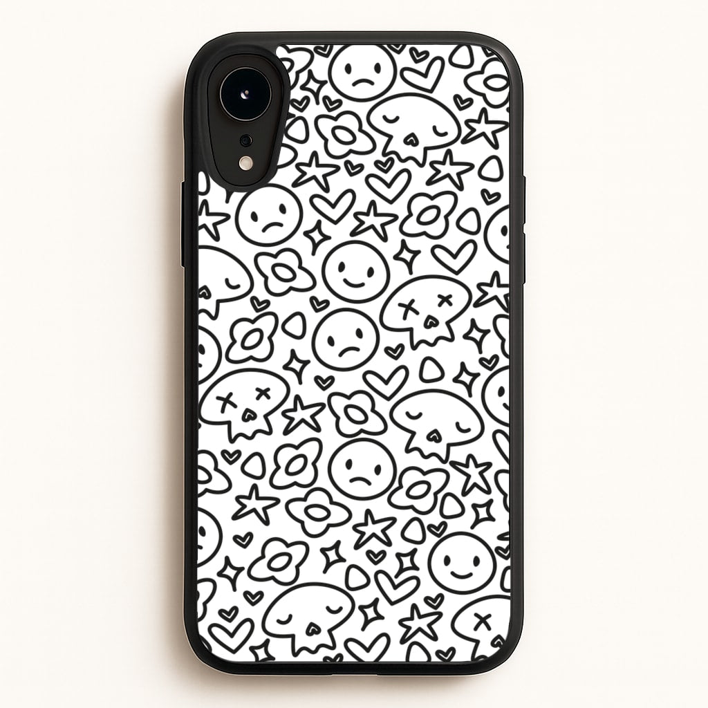 White Skulls - Skate Aesthetic - Skate Aesthetic Phone Case for iPhone XR